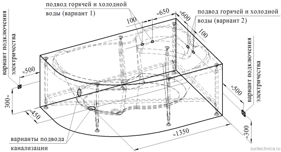 Акриловая ванна Radomir Vannesa Massage Ирма 2-76-2-2-9-217 баланс, R 170x110 см, угловая, правая, пристенная, с гидромассажем, белая, асимметричная, с каркасом, с экраном, с сиденьем, со сливом-переливом
