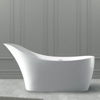 Ванна из искусственного камня Abber Stein AS9618 170x75 см, отдельностоящая, матовая белая, овальная, на ножках, с донным клапаном, фурнитура белая