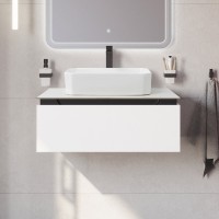 Тумба с раковиной Cezares Slider 80 подвесная, 1 ящик, со столешницей, bianco opaco