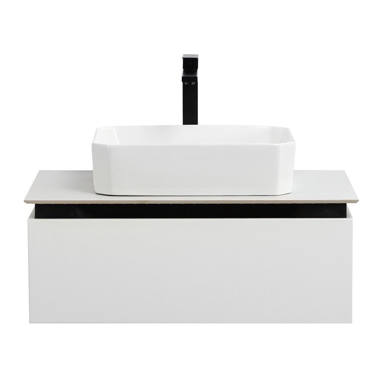 Тумба с раковиной Cezares Slider 80 подвесная, 1 ящик, со столешницей, bianco opaco