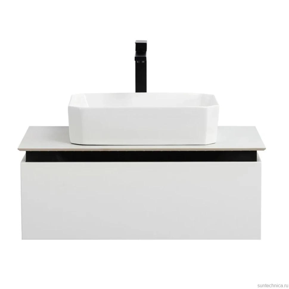 Тумба с раковиной Cezares Slider 80 подвесная, 1 ящик, со столешницей, bianco opaco