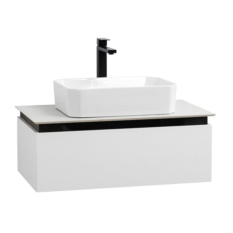 Тумба с раковиной Cezares Slider 80 подвесная, 1 ящик, со столешницей, bianco opaco