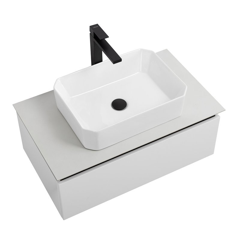 Тумба с раковиной Cezares Slider 80 подвесная, 1 ящик, со столешницей, bianco opaco