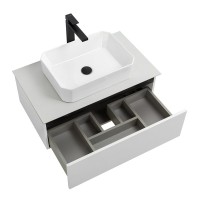 Тумба с раковиной Cezares Slider 80 подвесная, 1 ящик, со столешницей, bianco opaco