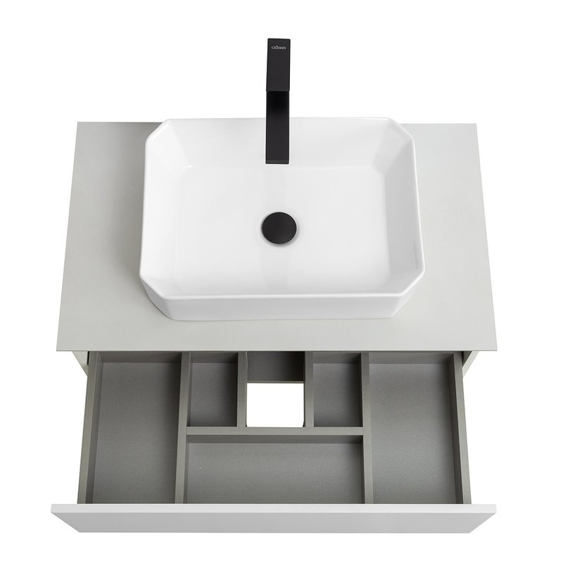 Тумба с раковиной Cezares Slider 80 подвесная, 1 ящик, со столешницей, bianco opaco