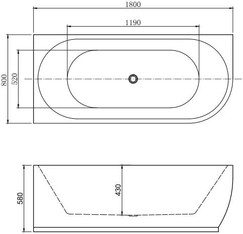 Акриловая ванна Aquanet Elegant А 260048 180x80 см, угловая, левая, отдельностоящая, белая, асимметричная, на ножках, со сливом-переливом