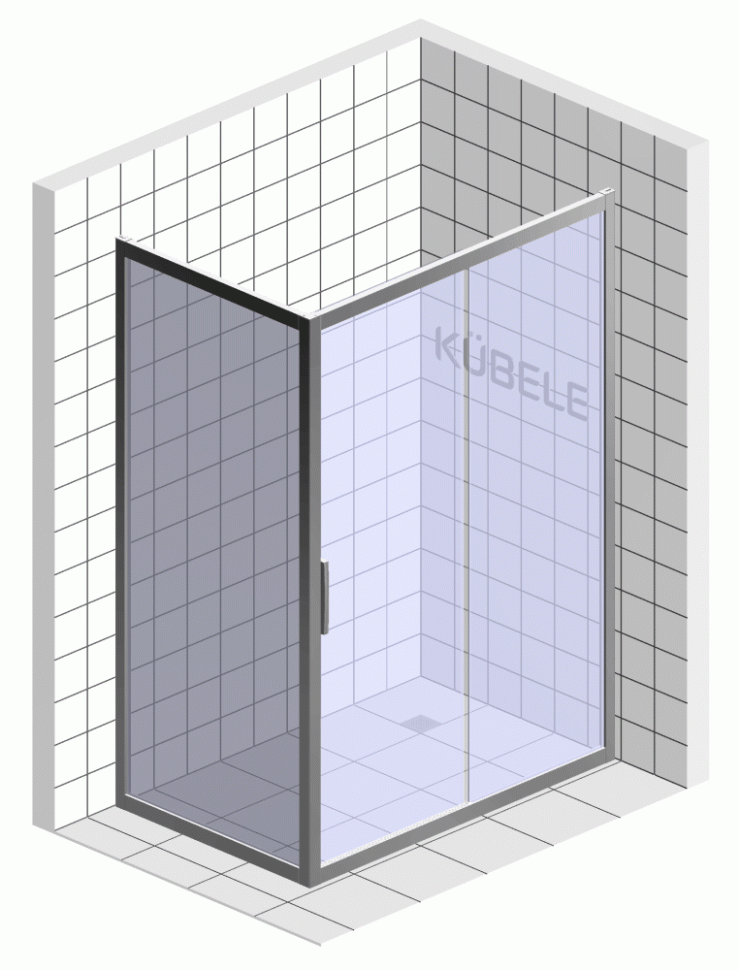 Душевой уголок Kubele DE019 R-CLN-MT 105х90 см, профиль матовый хром