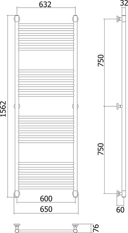 Полотенцесушитель водяной Сунержа Богема + 150x60, прямая