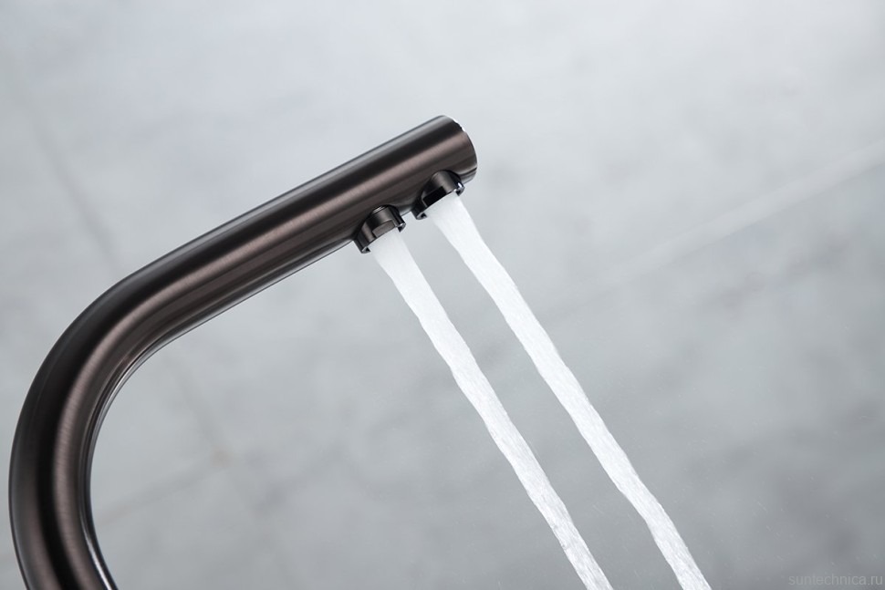 Комплект Мойка Paulmark Vista PM304444-GM вороненая сталь + Смеситель Essen 213011-GM вороненая сталь