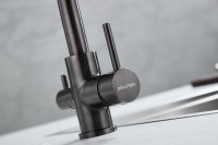 Комплект Мойка Paulmark Vista PM304444-GM вороненая сталь + Смеситель Essen 213011-GM вороненая сталь