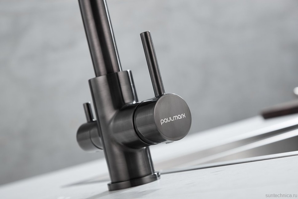 Комплект Мойка Paulmark Vista PM304444-GM вороненая сталь + Смеситель Essen 213011-GM вороненая сталь