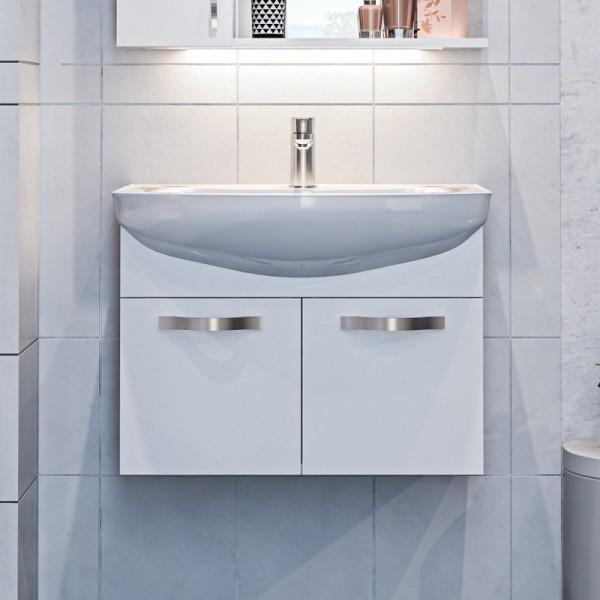 Тумба с раковиной 1MarKa Вита 65П с 2 дверцами, белый глянец