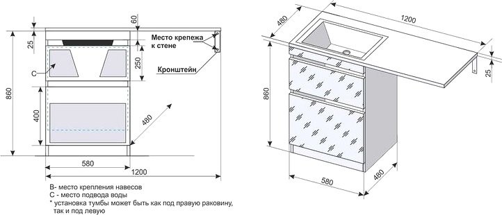 Мебель для ванной комнаты Style Line Даймонд 120 Люкс Plus напольная, белая L