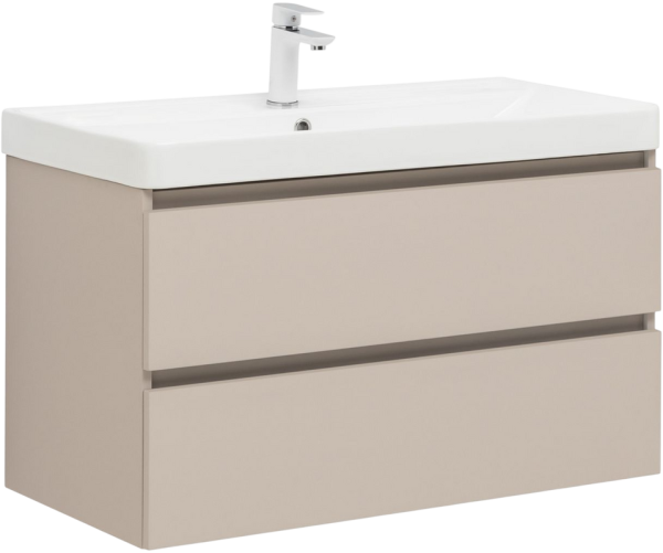 Тумба с раковиной Aquanet Вега 2.0 90 подвесная, бежевая матовая
