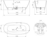 Ванна из искусственного камня Salini Sofia 165x75 см, отдельностоящая, белая, овальная, со сливом-переливом, с донным клапаном, фурнитура белая