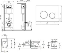Комплект Lavinia Boho Унитаз подвесной Biore Compacto Rimless 3304101C + Крышка-сиденье Biore 33290420 с микролифтом + Инсталляция RelFix 38010020 + Кнопка RelFix 380502MB матовая черная, хром + Дозатор RelFix 38040010