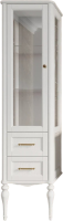 Шкаф пенал для ванной ValenHouse Эстетика L, витрина, белый, ручки золото