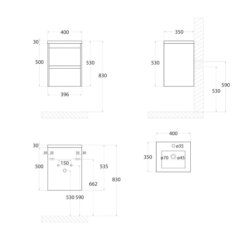Мебель для ванной комнаты Art&Max Family-M 40 подвесная, bourbon oak