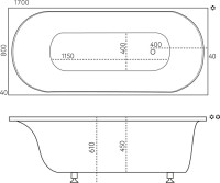Ванна из искусственного камня Marmo Bagno Патриция 170x80 см, пристенная, белая, на ножках