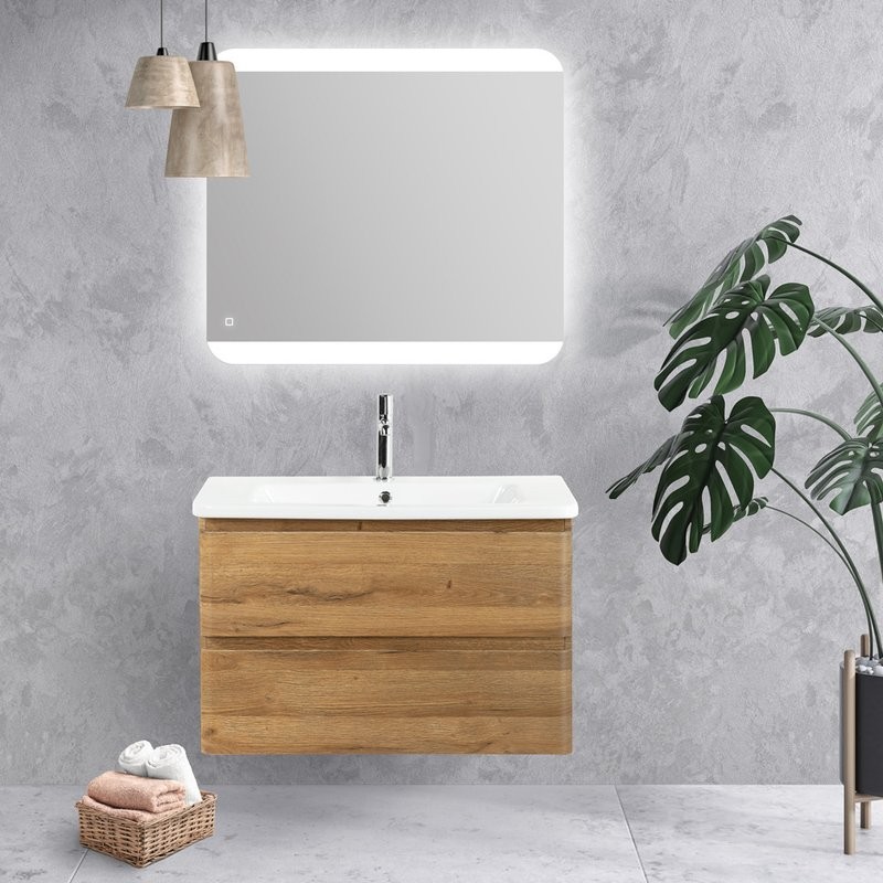 Тумба с раковиной BelBagno Albano-Cer 80 подвесная, rovere rustico