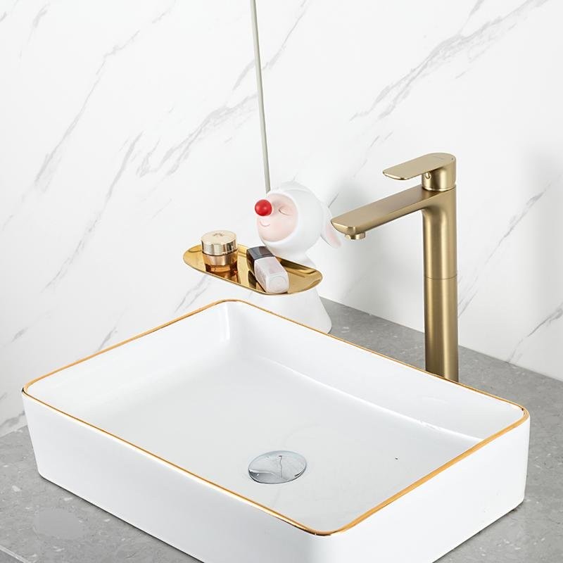 Смеситель для раковины Gappo G48-3 G1048-32 золотой сатин