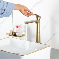 Смеситель для раковины Gappo G48-3 G1048-32 золотой сатин