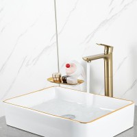 Смеситель для раковины Gappo G48-3 G1048-32 золотой сатин