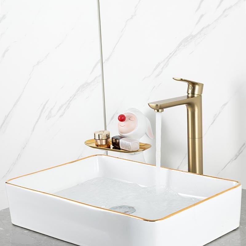 Смеситель для раковины Gappo G48-3 G1048-32 золотой сатин