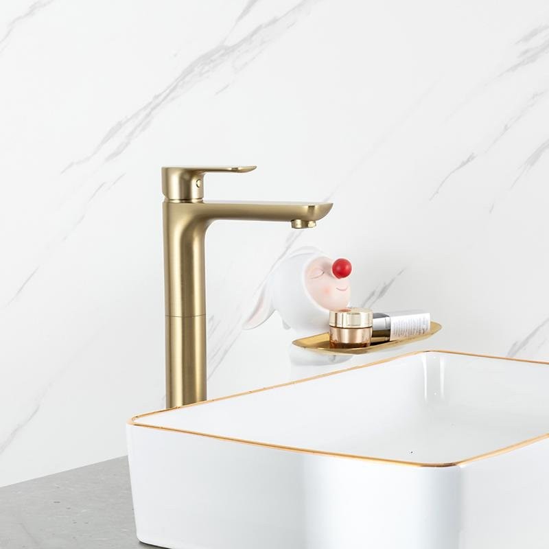 Смеситель для раковины Gappo G48-3 G1048-32 золотой сатин