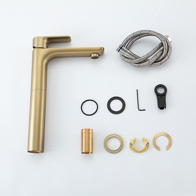 Смеситель для раковины Gappo G48-3 G1048-32 золотой сатин