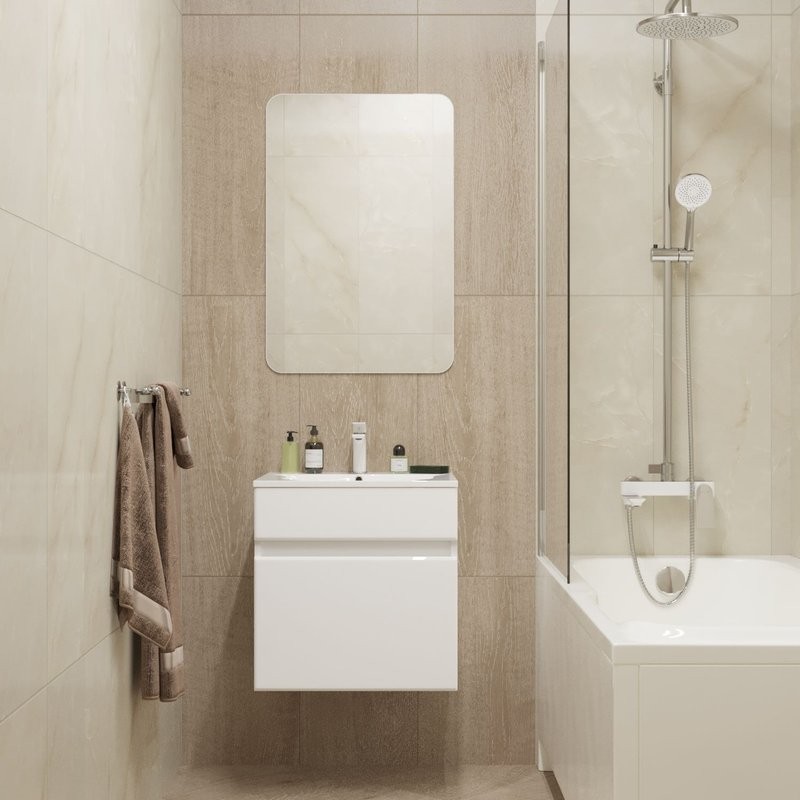 Тумба для ванной "БРИКС-50" подвесная под раковину "Breeze 50" мебельный (Sanita Luxe) (ПВХ)