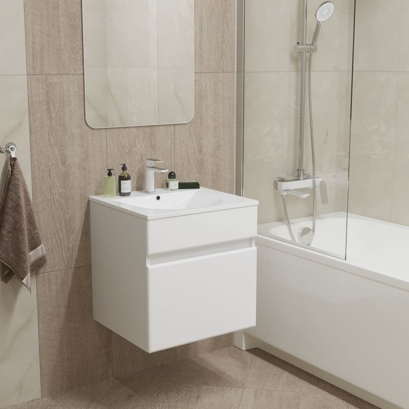 Тумба для ванной "БРИКС-50" подвесная под раковину "Breeze 50" мебельный (Sanita Luxe) (ПВХ)