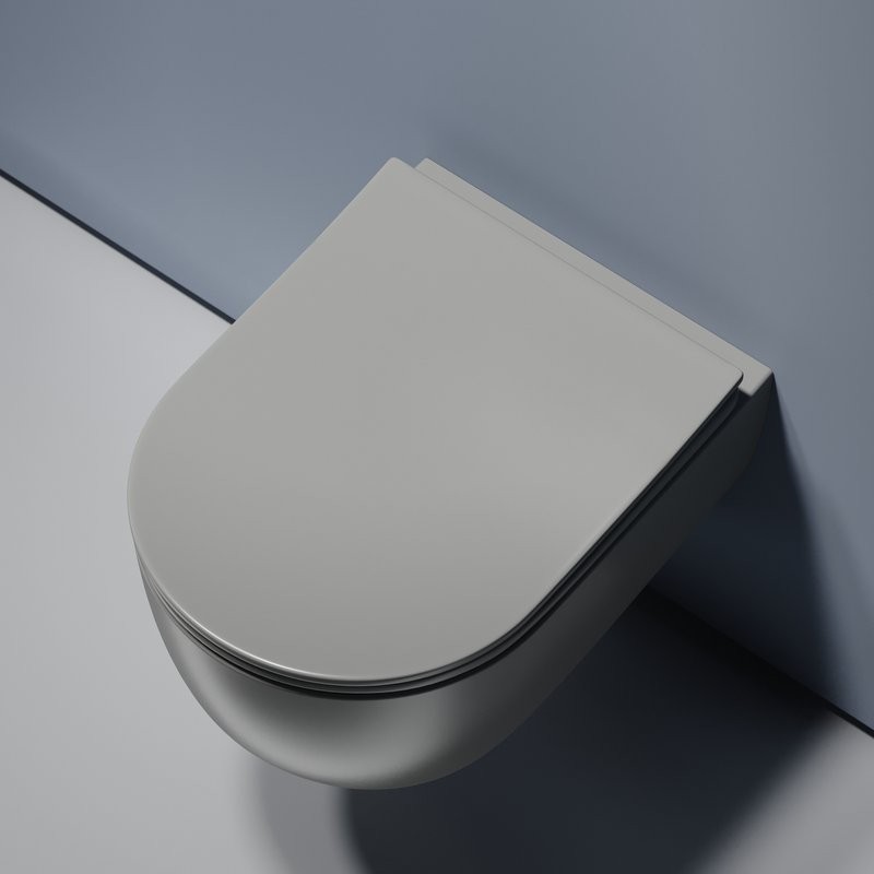 Комплект Унитаз подвесной Ceramicanova Modena Rimless CN6063MH антрацит матовый + Инсталляция STWORKI + Кнопка 230823 хром матовый
