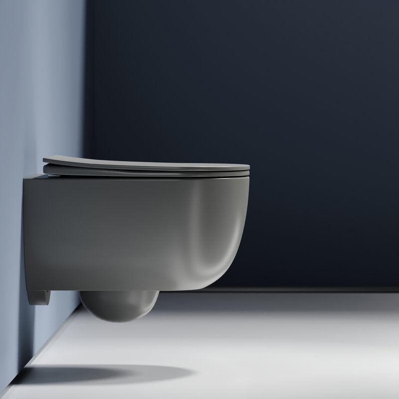 Комплект Унитаз подвесной Ceramicanova Modena Rimless CN6063MH антрацит матовый + Инсталляция STWORKI + Кнопка 230823 хром матовый