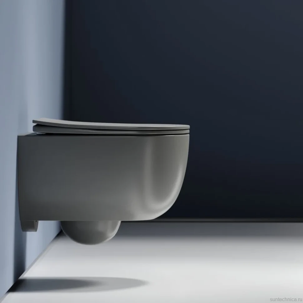 Комплект Унитаз подвесной Ceramicanova Modena Rimless CN6063MH антрацит матовый + Инсталляция STWORKI + Кнопка 230823 хром матовый