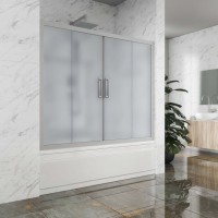 Шторка на ванну Kubele DE019 P4-MAT-MT 155х150 см, профиль матовый хром