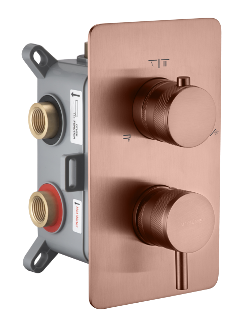 Термостатический смеситель встраиваемый Boheme Cell 135-3-CB С ВНУТРЕННЕЙ ЧАСТЬЮ, copper brushed