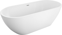 Акриловая ванна BelBagno Uno BB701 160x75 см, отдельностоящая, белая, овальная, на ножках, со сливом-переливом, с донным клапаном