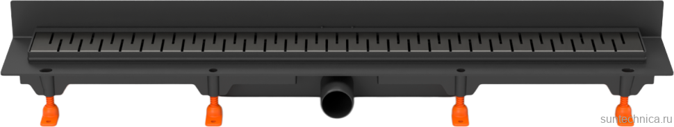 Душевой трап (лоток) MCH Chudej Medium CH650MC2 65 см, решетка матовая черная, с сифоном