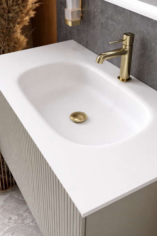 Донный клапан для раковины STWORKI SW-001GM с переливом, матовое золото