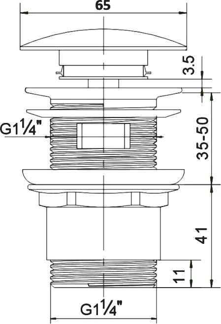 Донный клапан для раковины STWORKI SW-001GM с переливом, матовое золото