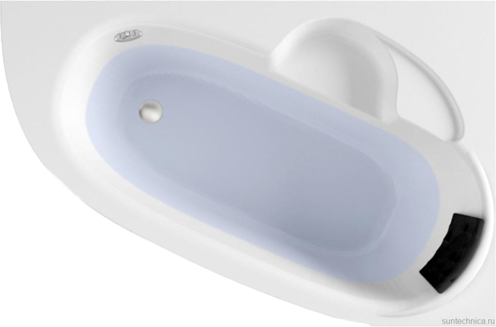 Акриловая ванна Lavinia Boho Bell Pro R 140x95 см, угловая, правая, встраиваемая, белая, асимметричная, с каркасом, с сиденьем, подголовник слева