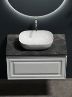 Тумба с раковиной Sancos Very 80 см, bianco, столешница черный мрамор, раковина CN6009
