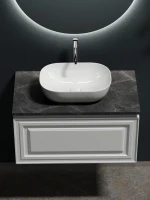 Тумба с раковиной Sancos Very 80 см, bianco, столешница черный мрамор, раковина CN6009