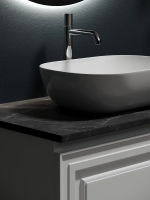 Тумба с раковиной Sancos Very 80 см, bianco, столешница черный мрамор, раковина CN6009