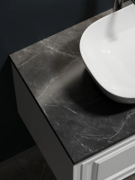 Тумба с раковиной Sancos Very 80 см, bianco, столешница черный мрамор, раковина CN6009