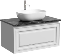 Тумба с раковиной Sancos Very 80 см, bianco, столешница черный мрамор, раковина CN6009