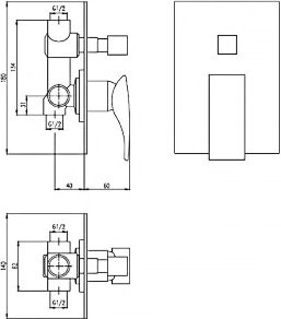 Встраиваемый смеситель для душа и ванны Kaiser Sonat 34122 С ВНУТРЕННЕЙ ЧАСТЬЮ
