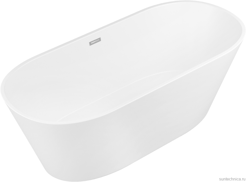 Акриловая ванна Grossman Forta GR-1503M 170x75 см, отдельностоящая, белая матовая, овальная, со сливом-переливом, с донным клапаном