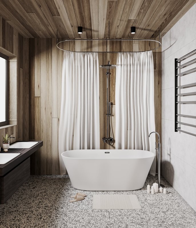 Акриловая ванна Grossman Forta GR-1503M 170x75 см, отдельностоящая, белая матовая, овальная, со сливом-переливом, с донным клапаном